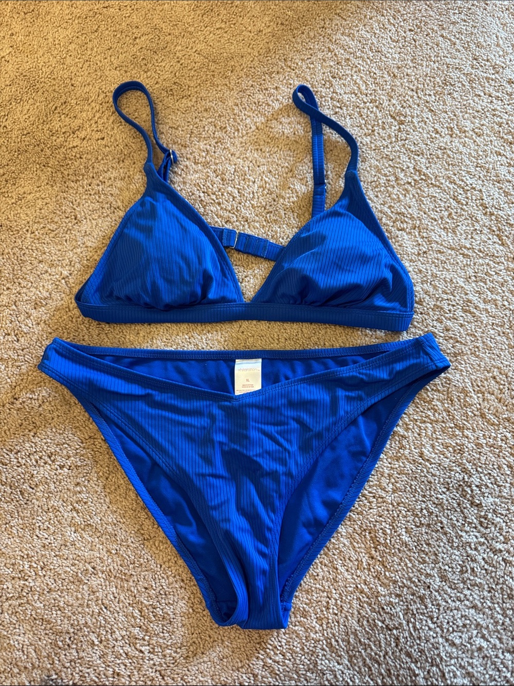 Royal Blue Ribbed Bikini Set - Picture 2 of 7